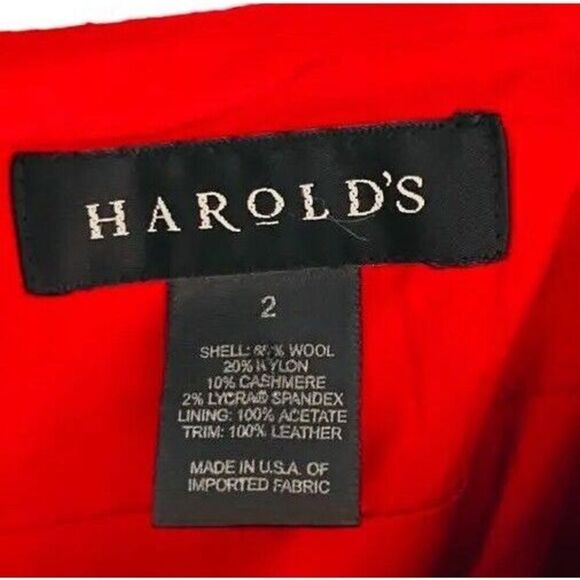 Vintage Harold’s Red ￼ Skirt ￼ Wool, And Cashmere Blend Size 2 - Picture 3 of 15